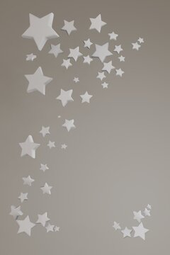 Three dimensional render in pastel colors stars. .3d rendering design, abstract background. Minimal design elements, wallpaper, concept art.3d illustration with many stars.