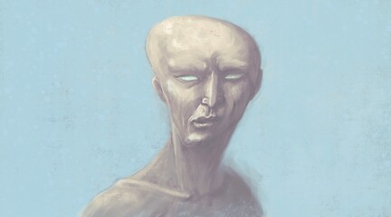 Scary face illustration, Horror ghost and spooky concept, Surreal art, Portrait of demon, painting 