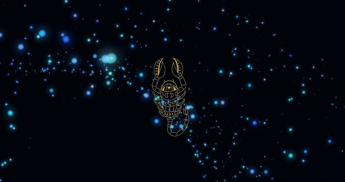 Composition of scorpio star sign over starry night sky