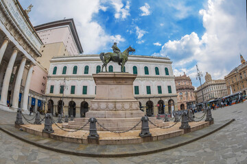 Naklejka premium Monument of Garibaldi, Genoa, Italy