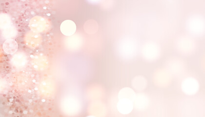 Abstract pink blurred  background with bokeh lights and glitter. Illustration.