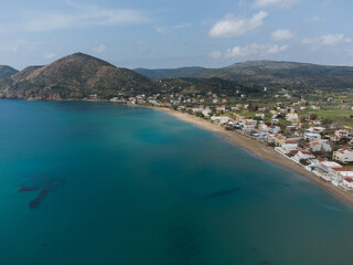 Fototapeta premium Aerial view of Komi beach in Chios Island
