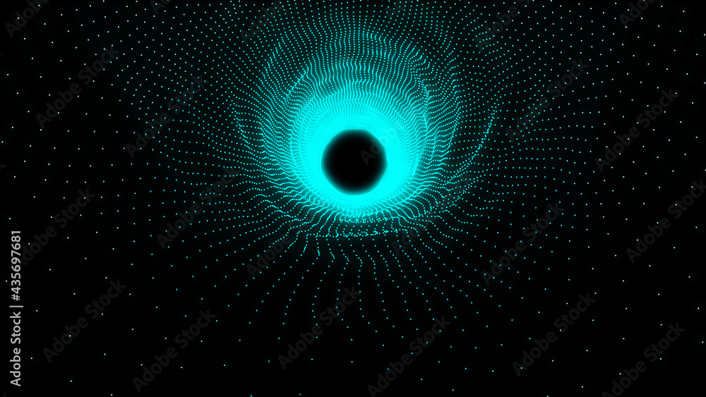 Poster 3d tunnel. optical illusion. digital technology. big data vizualization. analytical presentation. 3d