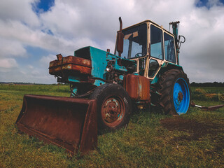 old tractor in the field