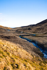 Trail to the Djúpagilsfoss waterfall and hot reaver in Iceland. 