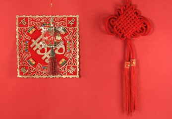 Chinese New Year, red lantern on red background