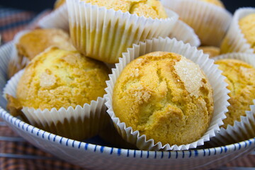 Closeup of a plate with some homemade muffins