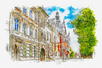 Historische Innenstadt von Arnstadt - Urban Sketching