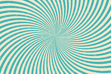 Comic vintage circus vector banner. Spinning backgorund green stripes. Sunbeams retro grunge poster. Radial burst illustration © Sylfida