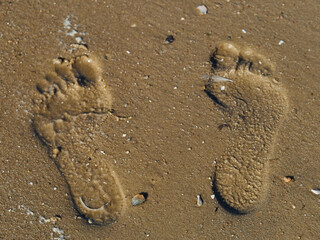 Fototapeta na wymiar Fußabdruck hinterlassen / Leave a footprint