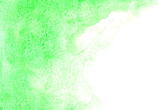 Hand drawn abstract green watercolor background with space