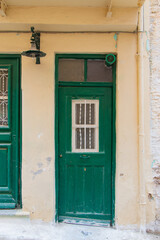 Fototapeta na wymiar Door of traditional house at Pyrgi Vilage in South Chios Island