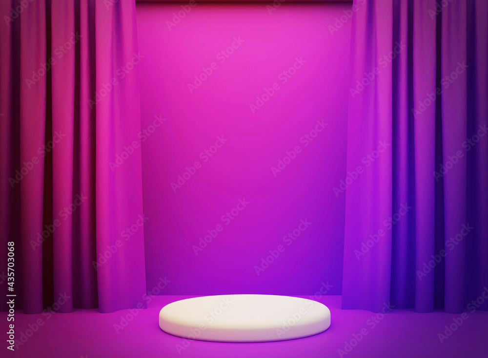 Poster multicolor gradient 3d rendered stage with spot light abstract modern backdrop concept. empty space 
