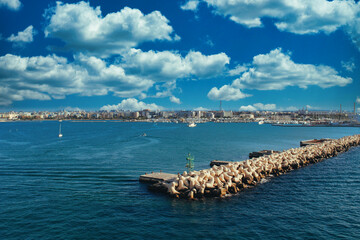 Port of Bari, Puglia, Italy. Sea view.