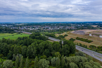 Fototapeta na wymiar Panoramic view of the A59 motorway near Leverkusen