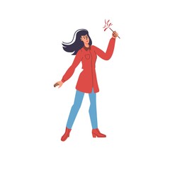 Vector cartoon flat character rejoice at Merry Christmas New Year celebration - holiday celebrating,emotions,friendship,social concept