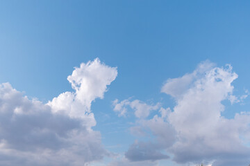 Shapes in the blue sky with white clouds. texture concept. nature concept.