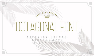 Octagonal thin modern alphabet. Font for logo, poster, invitation, etc. Typographic font and letters