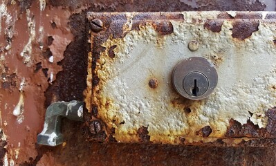 old rusty lock on a door