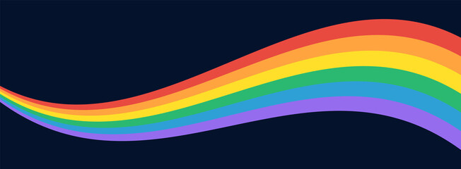 LGBT Pride Flag Wave Background. LGBTQ Gay Pride Rainbow Flag Illustration Isolated on Dark Background. Vector Banner Template for Pride Month  - 435706095