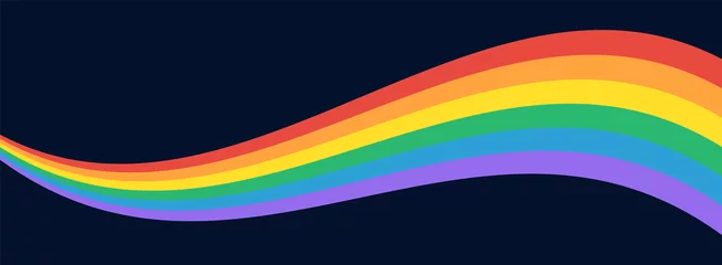 Foto op Canvas LGBT Pride Vlag Golf Achtergrond. LGBTQ Gay Pride Rainbow Flag illustratie geïsoleerd op donkere achtergrond. Vectorbannersjabloon voor Pride Month © Vector Archive