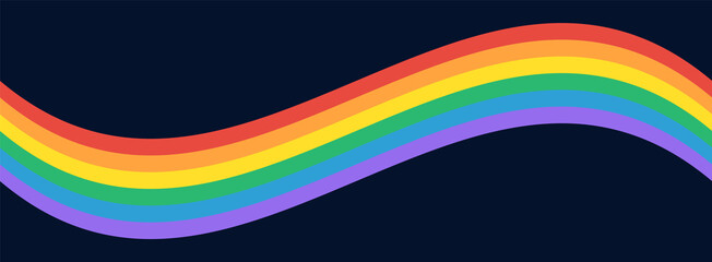 LGBTQ Gay Pride Flag Background. LGBT Pride Flag Rainbow Wave on Dark Background. Vector Banner Background for Pride Month 