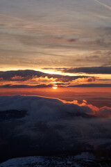 clouds and mountain at sunset