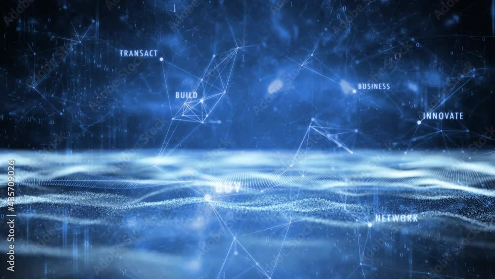 Poster modern cryptocurrency business network data on artistic shiny animation background.