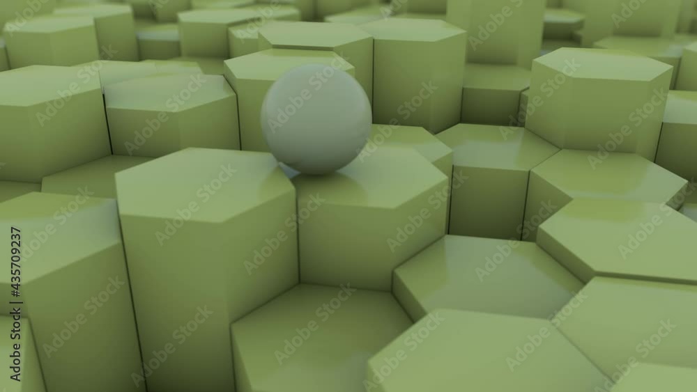 Poster #d animation of an abstract geometric background of a set of green hexagons. hexagons in the form of