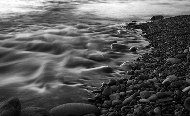 Long exposure water closeup in sea