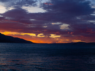 Naklejka na ściany i meble Sunset on the Adriatic Sea.