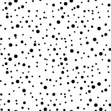 Black and white seamless  confetti background. Hand drawn pattern with  dotted design. Vector abstract  dot wallpaper.