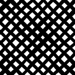 Black and white seamless diagonal plaid background. Hand drawn pattern with diagonal design. Vector plaid wallpaper.