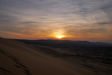 sunset on the Sarikum barkhan