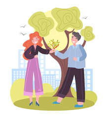 Admirer or adorer giving beautiful bouquet