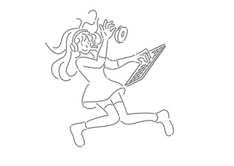 ヘッドセットとマウスとキーボードでゲームをする人物