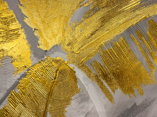 Beautiful gold and black festive expensive surface texture painted with gold paint and gold leaf....