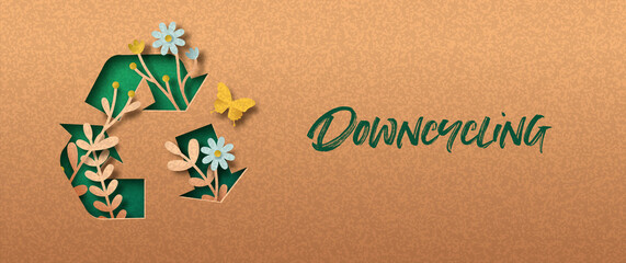 Downcycling green papercut nature concept banner