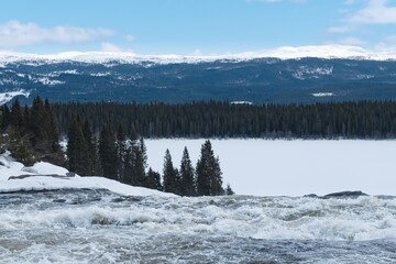 Tännforsen waterfall in northern Sweden