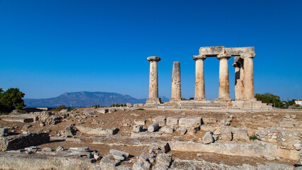 The ruins of the ancient city of Corinth in Greece. 