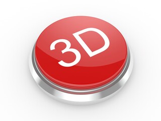 3d button on white background