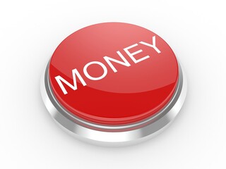 3d money button on white background