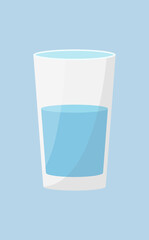 glass of water flat design isolated on blue background
