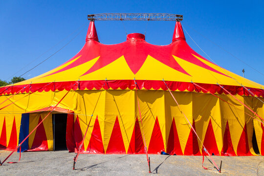 Circus tent big top against blue sky 