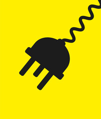 Electric plug on yellow background