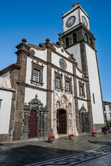 Perspective of the facade of the Church of São Sebastião in Ponta Delgada, Azores PORTUGAL