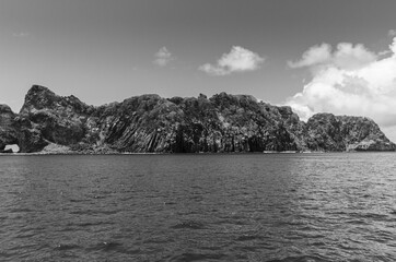 sea and a sad mountain