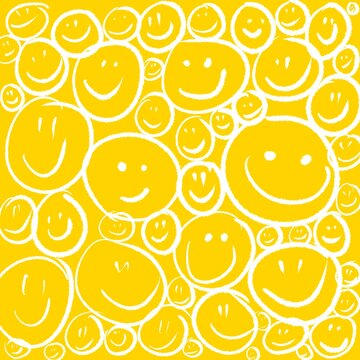 Tanti smile gialli carini su sfondo quadrato 