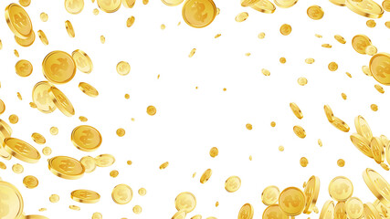 Golden coins explosion. Casino jackpot or win concept.