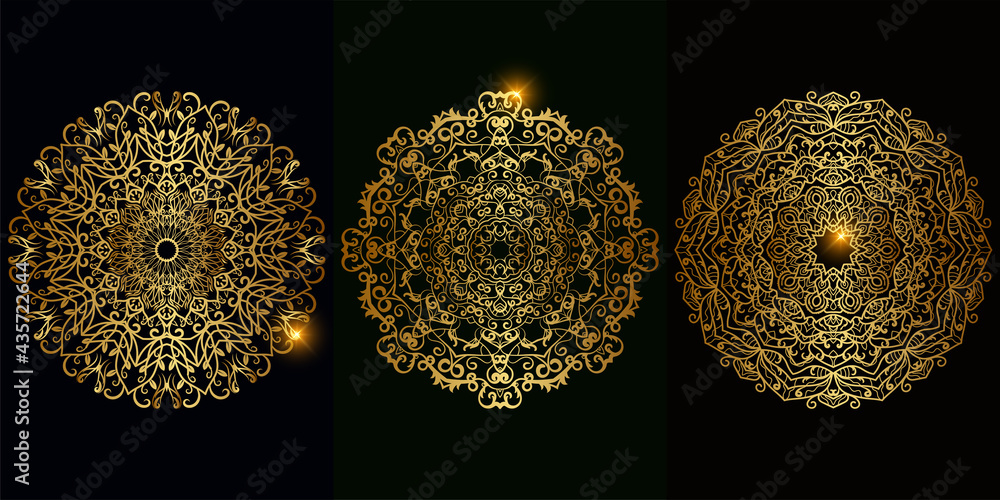 Wall mural mandala ornament or flower background design set collection.